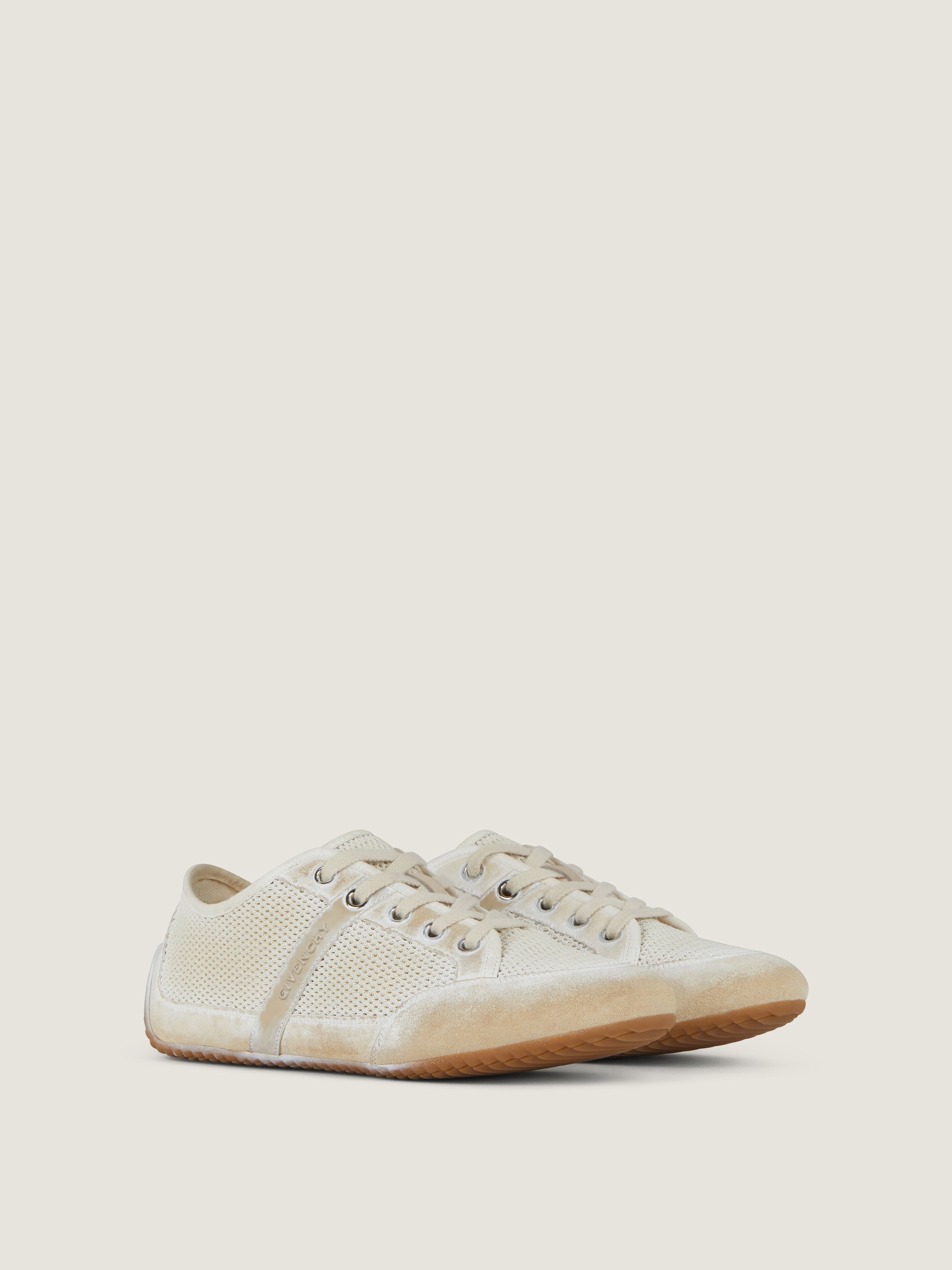 Slim sneakers in painted mesh and suede